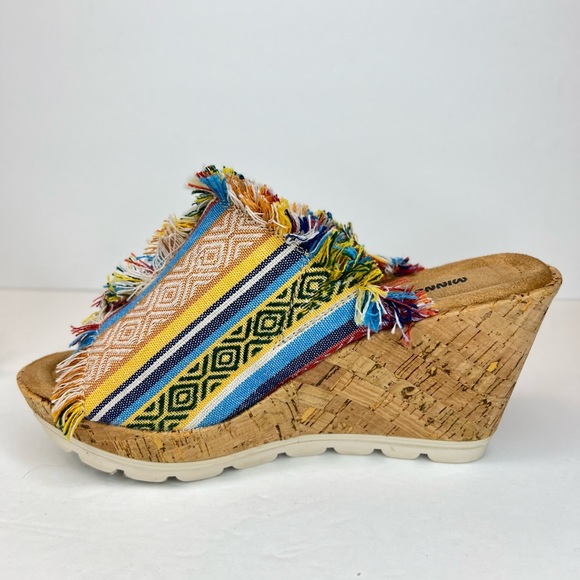 Minnetonka Womens York Cortez Aztec Peep Toe Platform Wedge Sandals Sz 7 Cute! - Picture 5 of 11